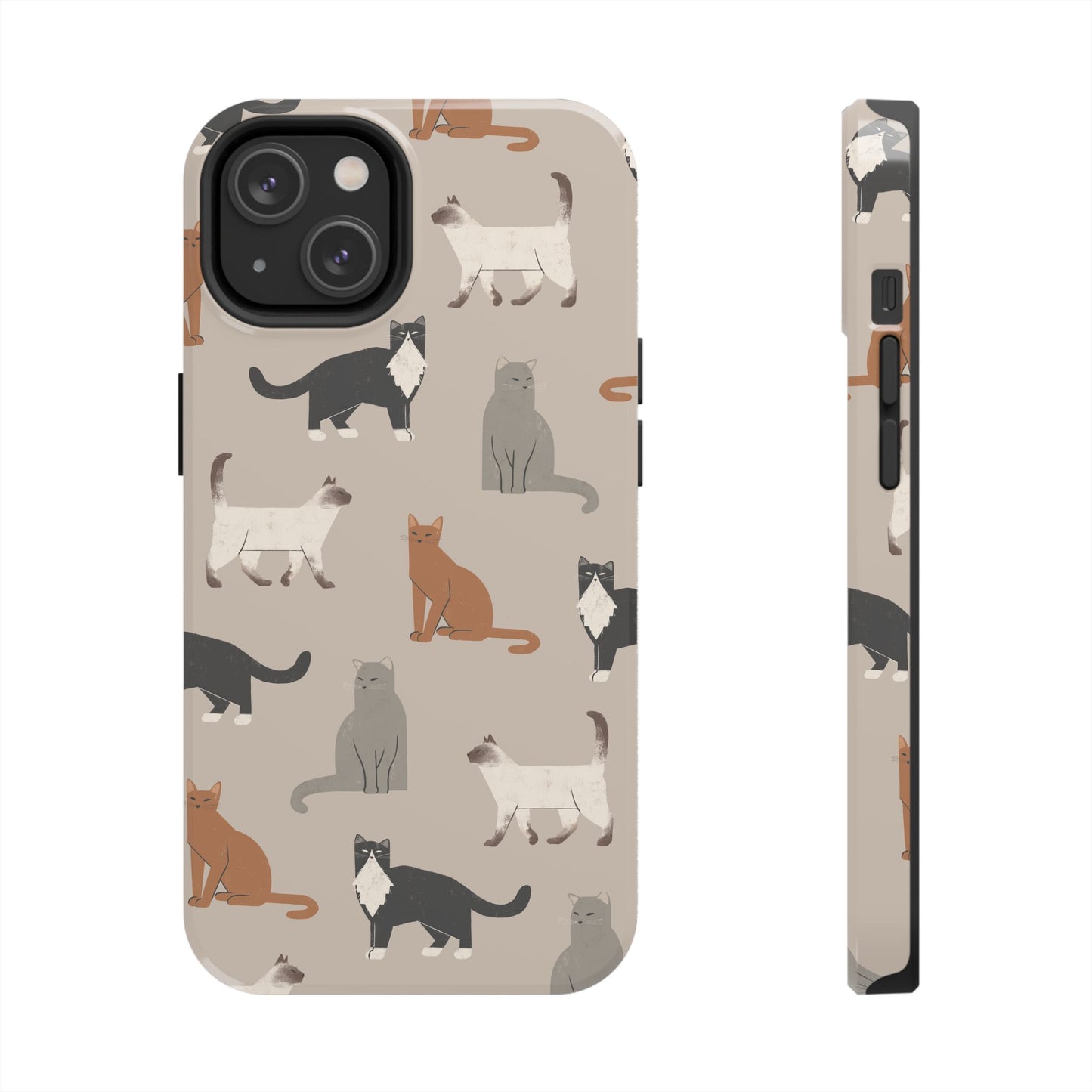 Cubist Cat Pattern Tough Phone Cases for Pet Lovers - Durable Protection and Cute Design