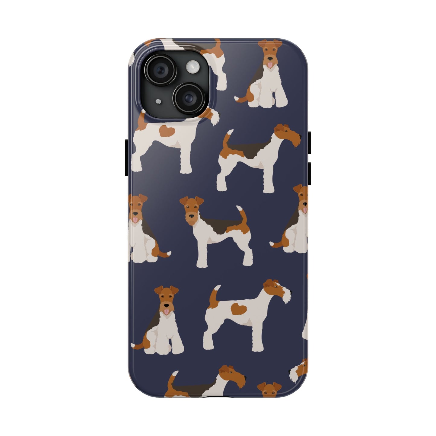 Tough Phone Cases with Adorable Fox Terrier in navy Design - Durable Pet Lover Accessory
