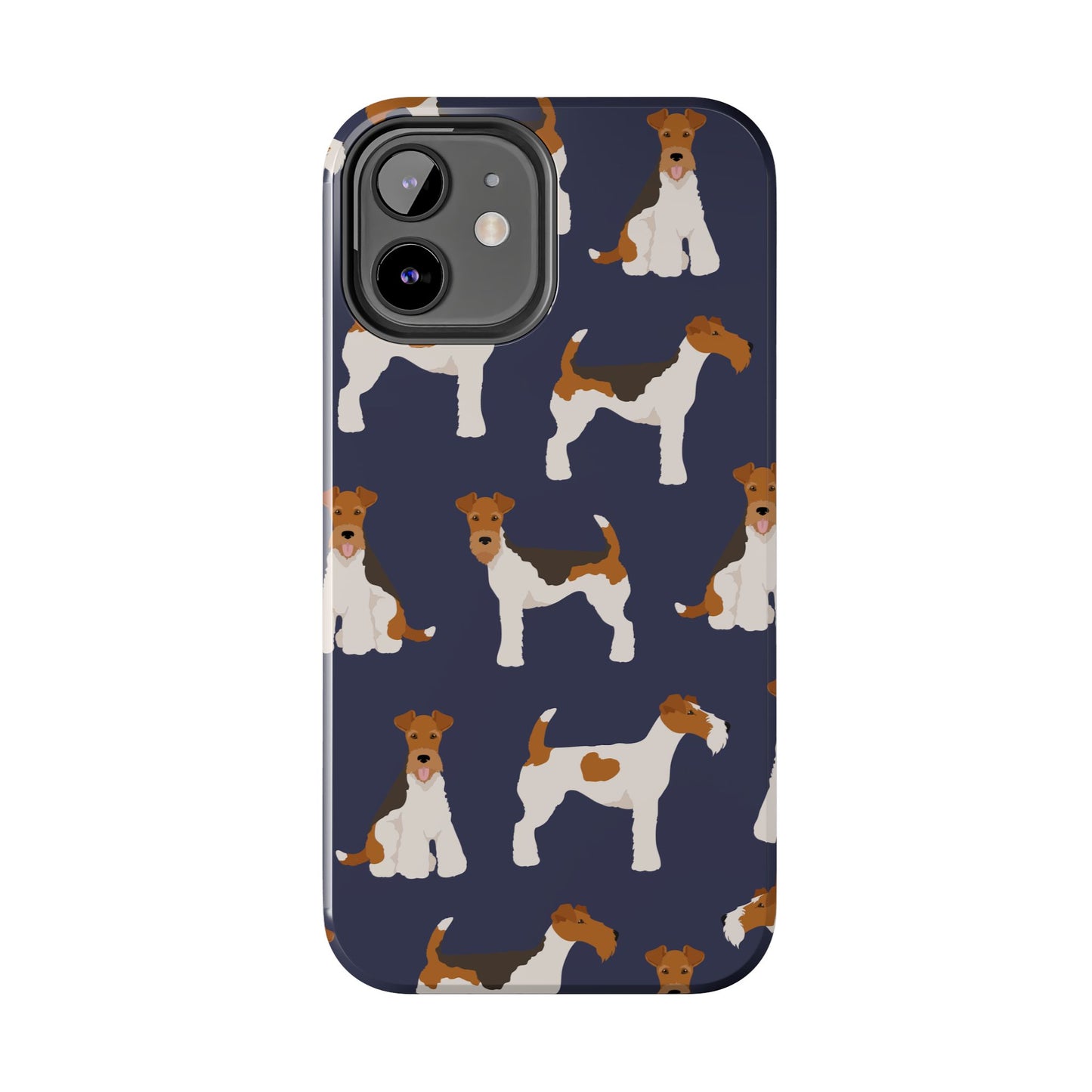 Tough Phone Cases with Adorable Fox Terrier in navy Design - Durable Pet Lover Accessory