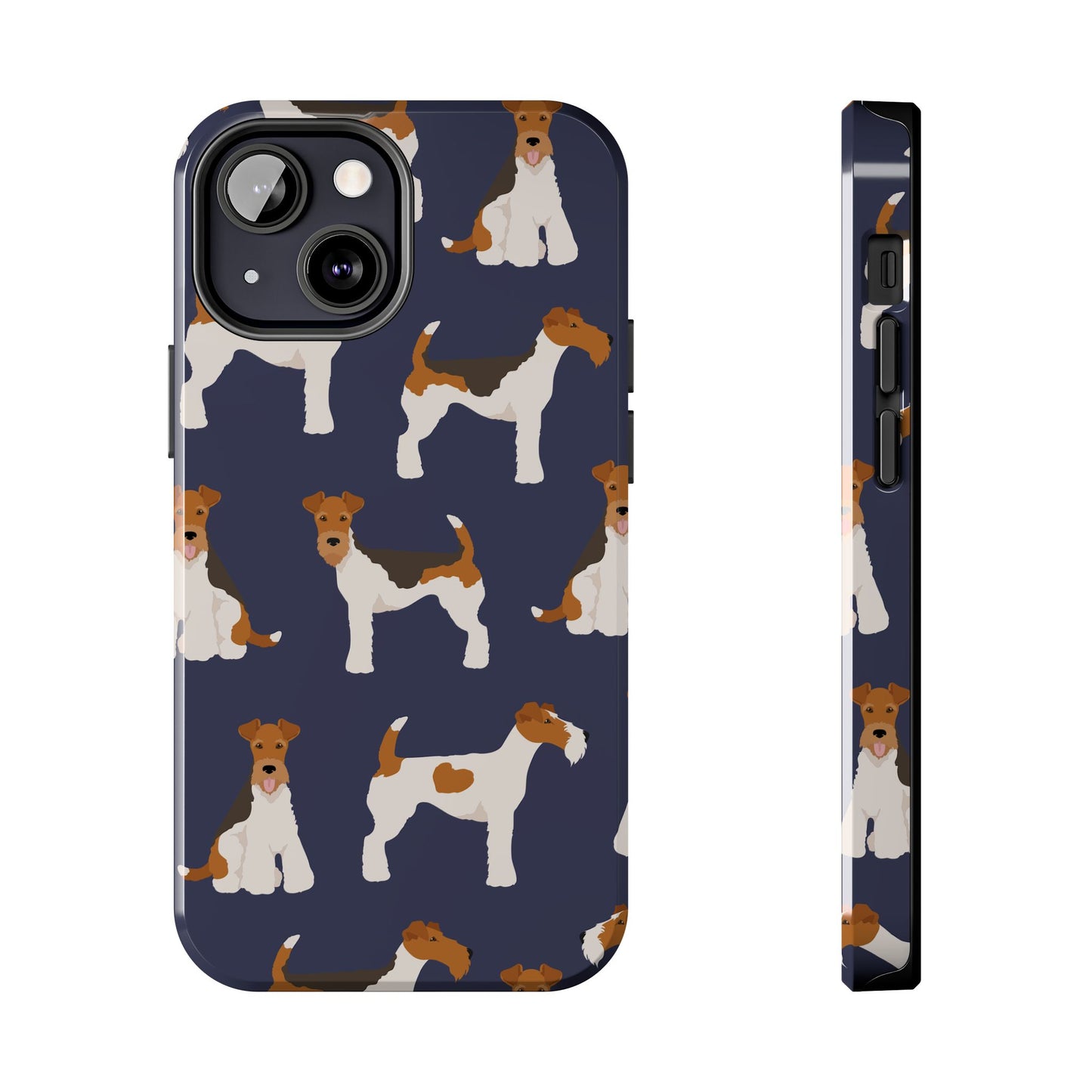 Tough Phone Cases with Adorable Fox Terrier in navy Design - Durable Pet Lover Accessory