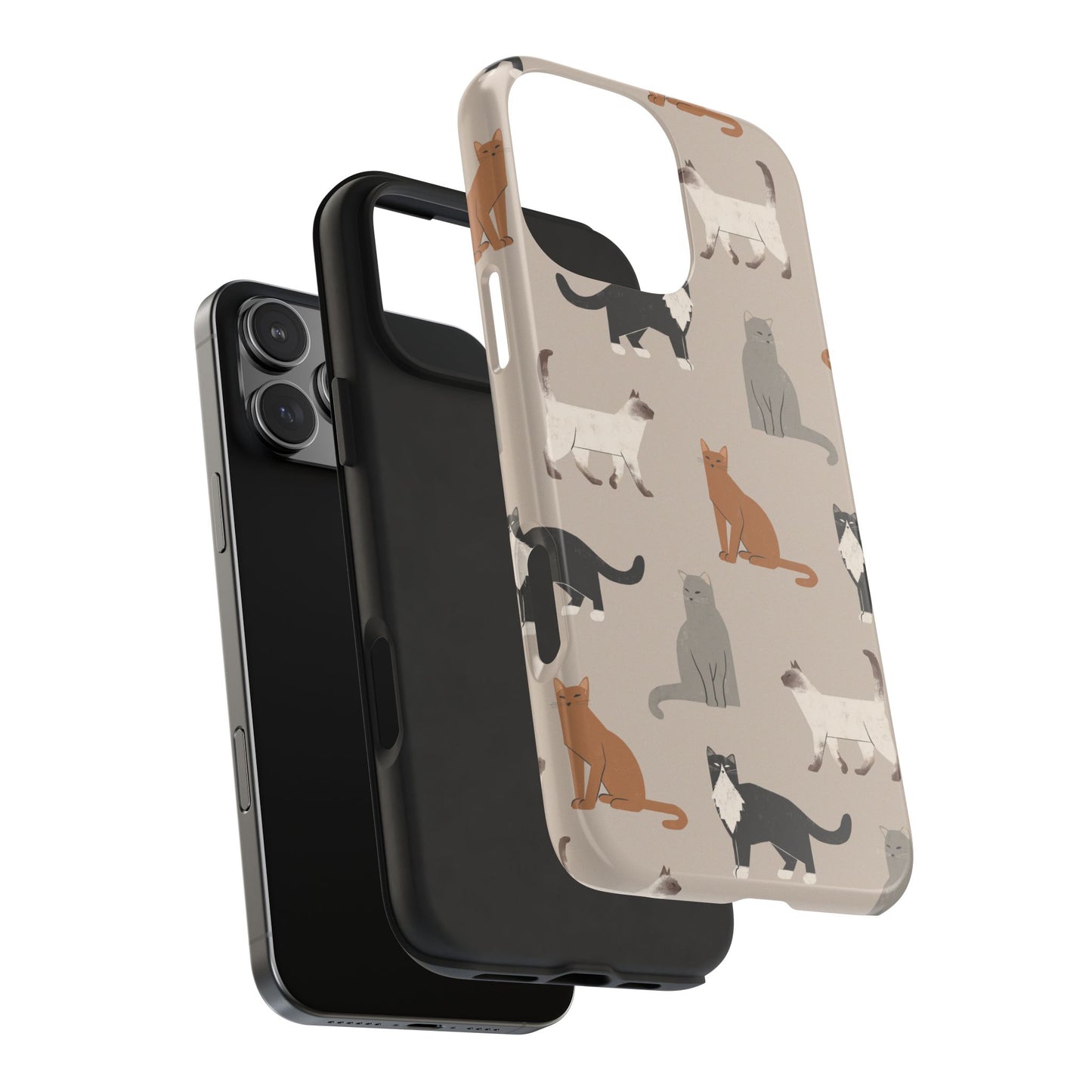 Cubist Cat Pattern Tough Phone Cases for Pet Lovers - Durable Protection and Cute Design