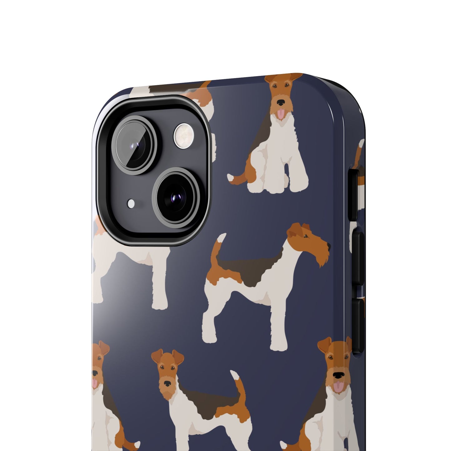 Tough Phone Cases with Adorable Fox Terrier in navy Design - Durable Pet Lover Accessory