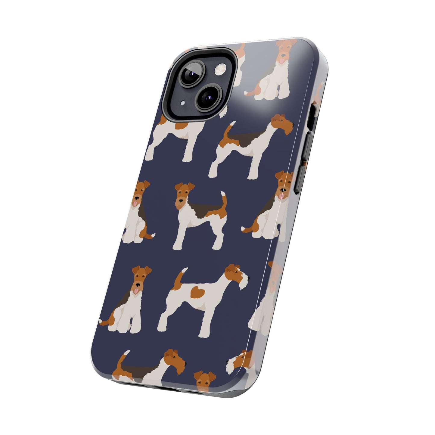 Tough Phone Cases with Adorable Fox Terrier in navy Design - Durable Pet Lover Accessory