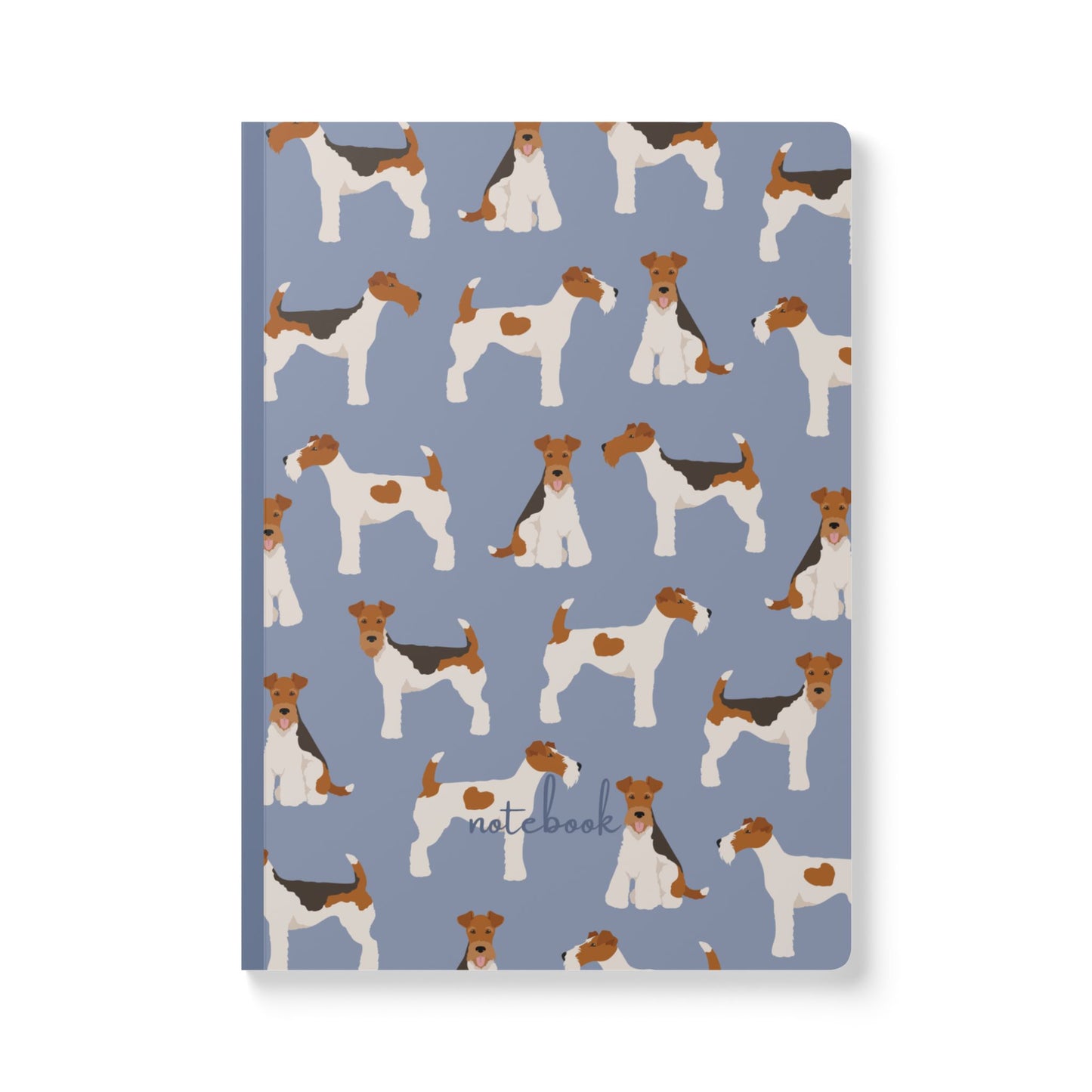 Adorable Wire Fox Terrier On Blue-Themed Softcover Journal - Perfect for Pet Lovers