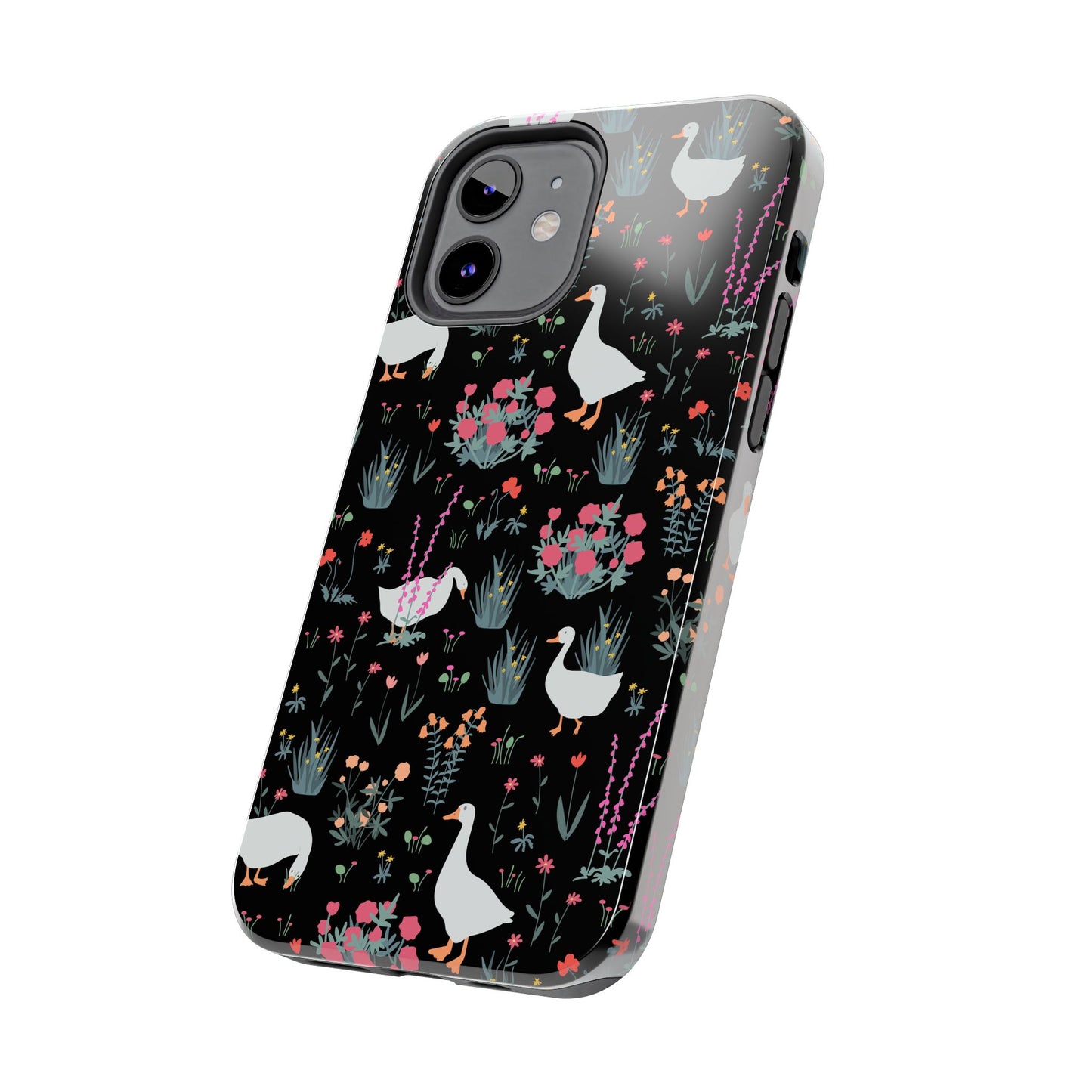 Whimsical Floral Duck Tough Phone Case - Stylish Protection for Your Device