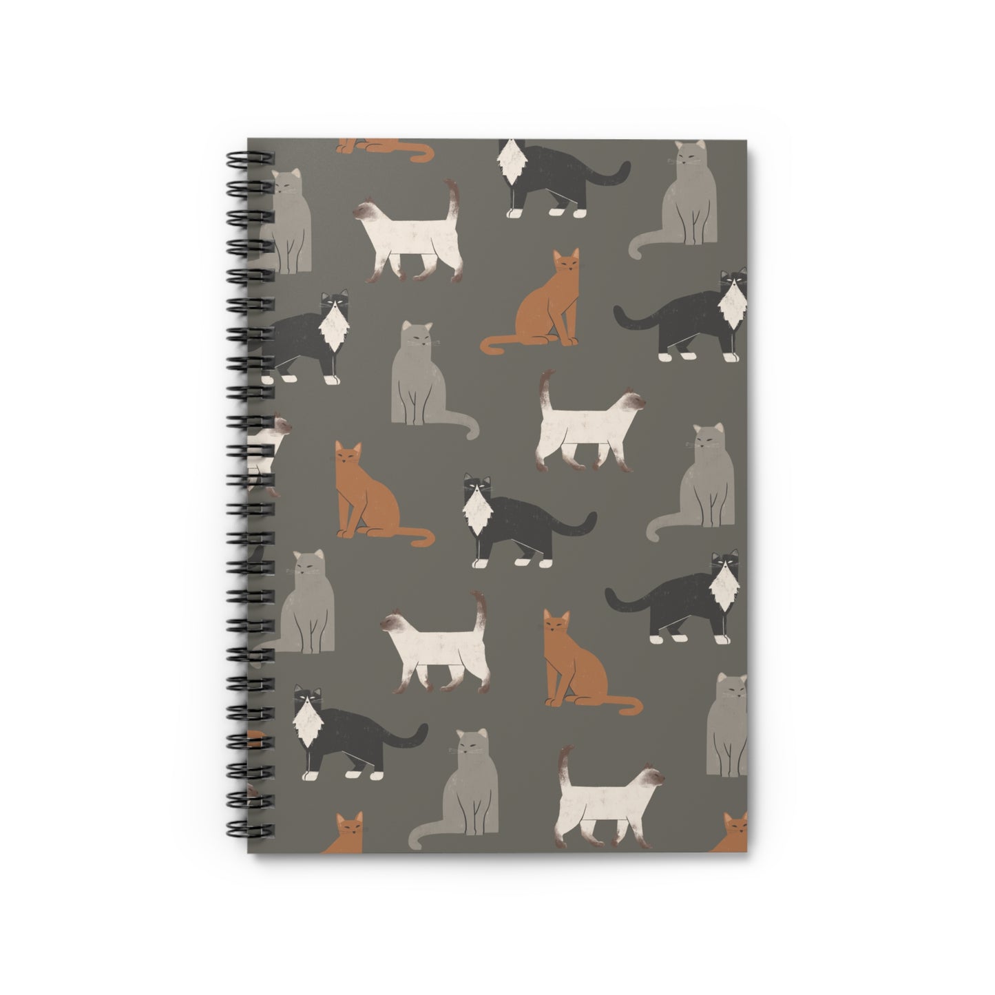 Cute Cubist Cat Pattern Spiral Notebook - Perfect for Cat Lovers
