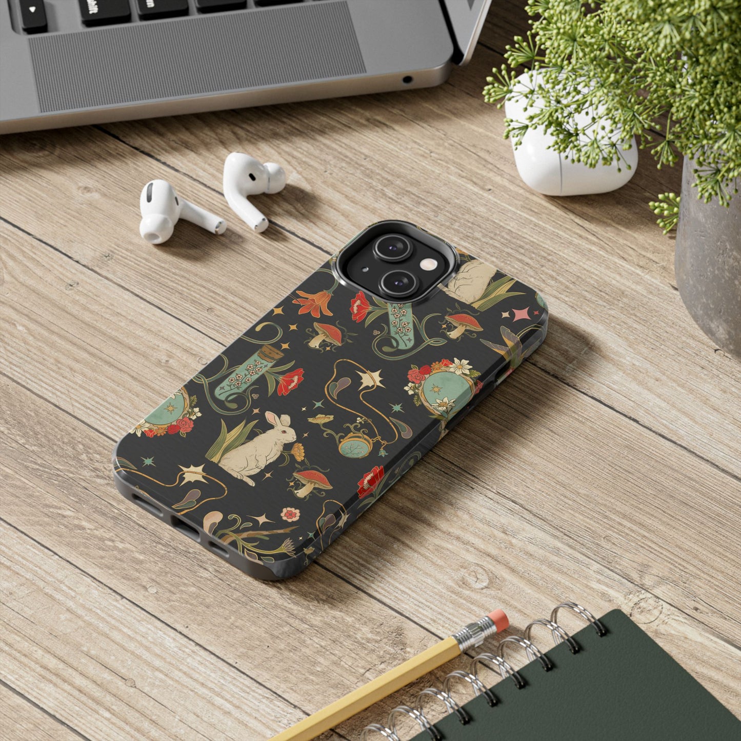 Whimsical Floral Rabbit Phone Case | Tough Protective Cover for Nature Lovers