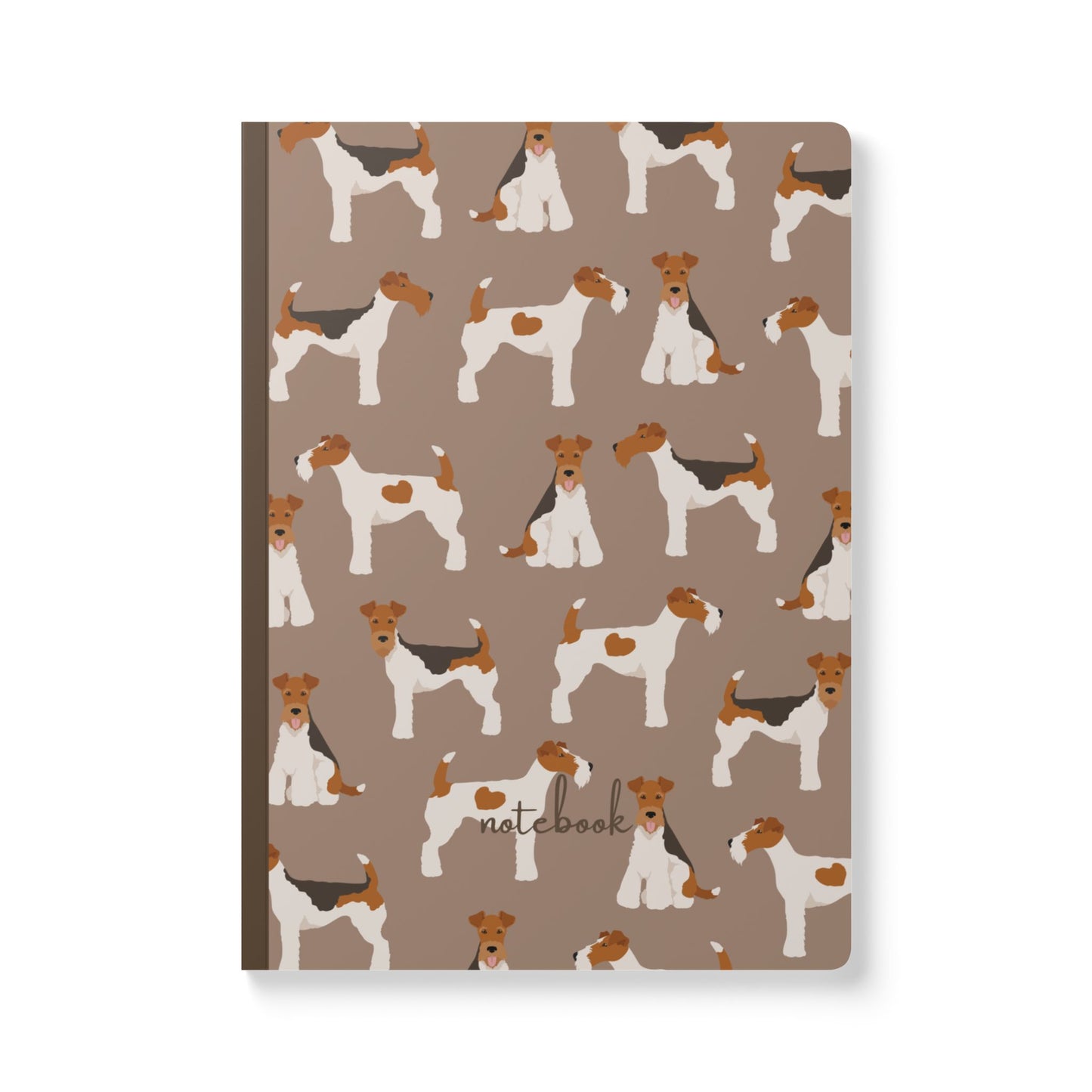 Adorable Wire Fox Terrier On Mocha-Themed Softcover Journal - Perfect for Pet Lovers