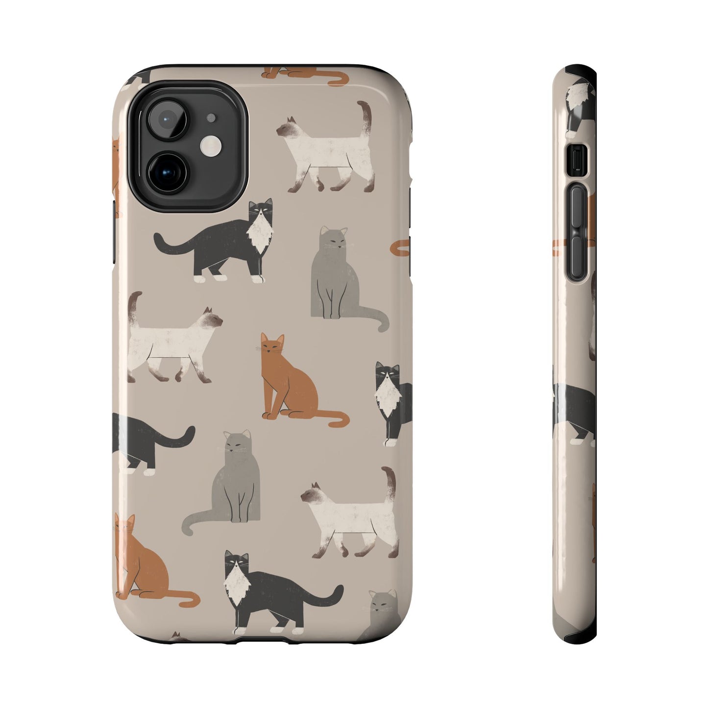 Cubist Cat Pattern Tough Phone Cases for Pet Lovers - Durable Protection and Cute Design