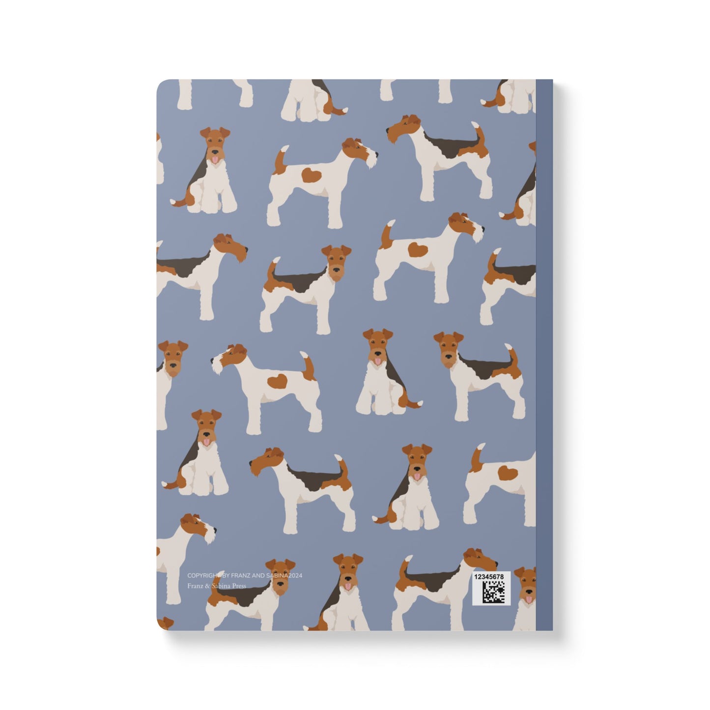 Adorable Wire Fox Terrier On Blue-Themed Softcover Journal - Perfect for Pet Lovers