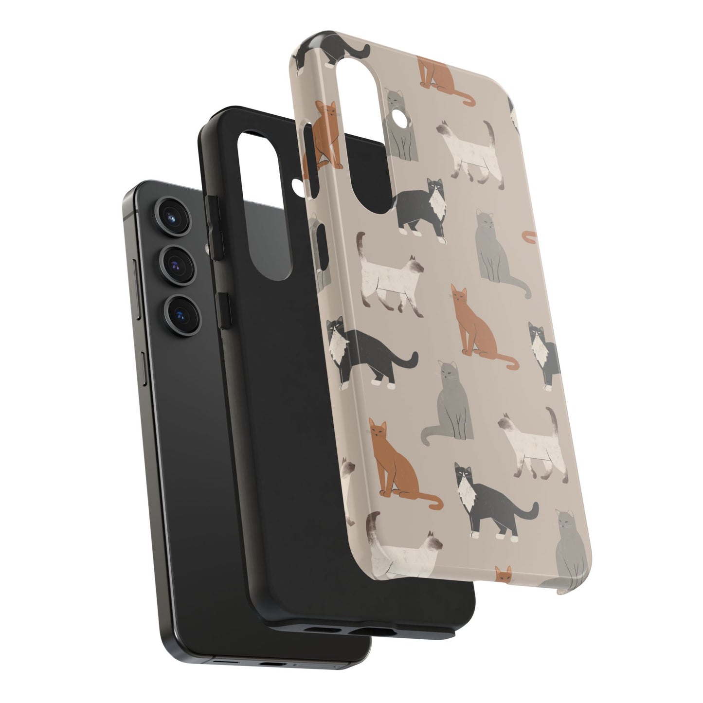 Cubist Cat Pattern Tough Phone Cases for Pet Lovers - Durable Protection and Cute Design