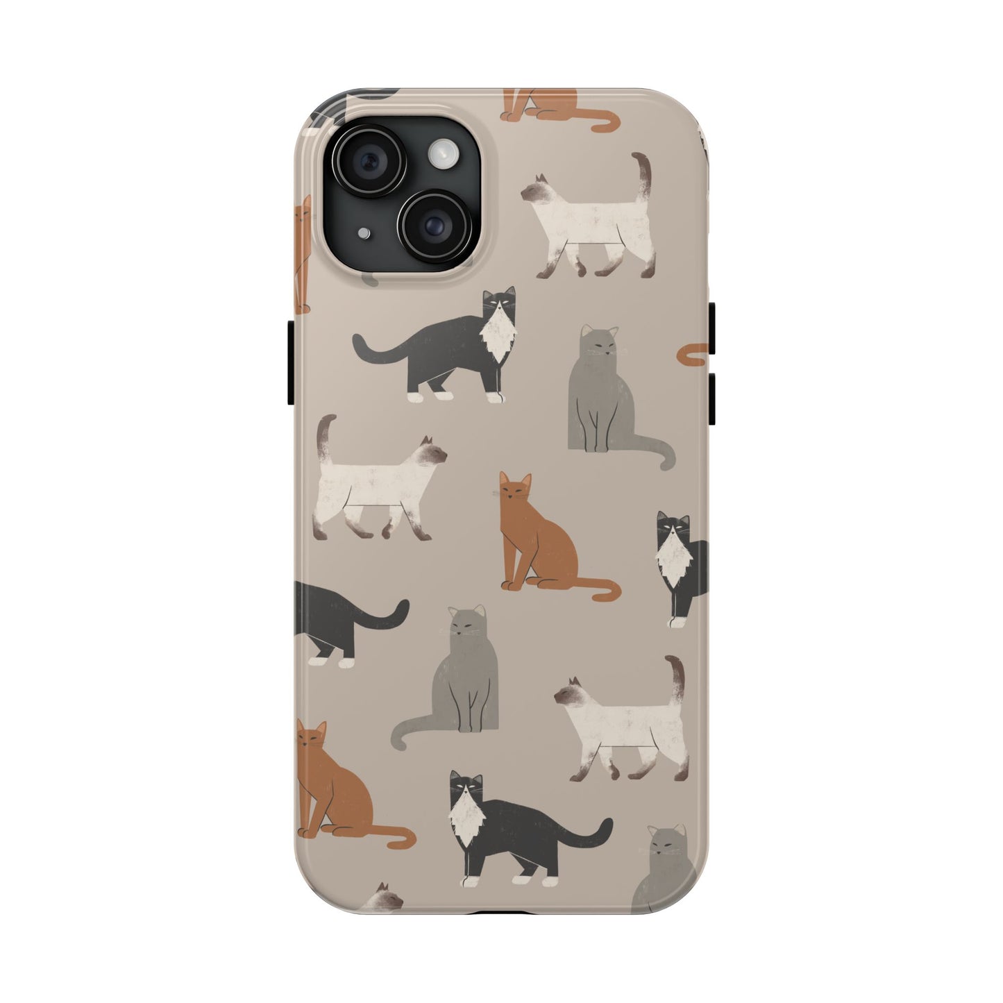 Cubist Cat Pattern Tough Phone Cases for Pet Lovers - Durable Protection and Cute Design
