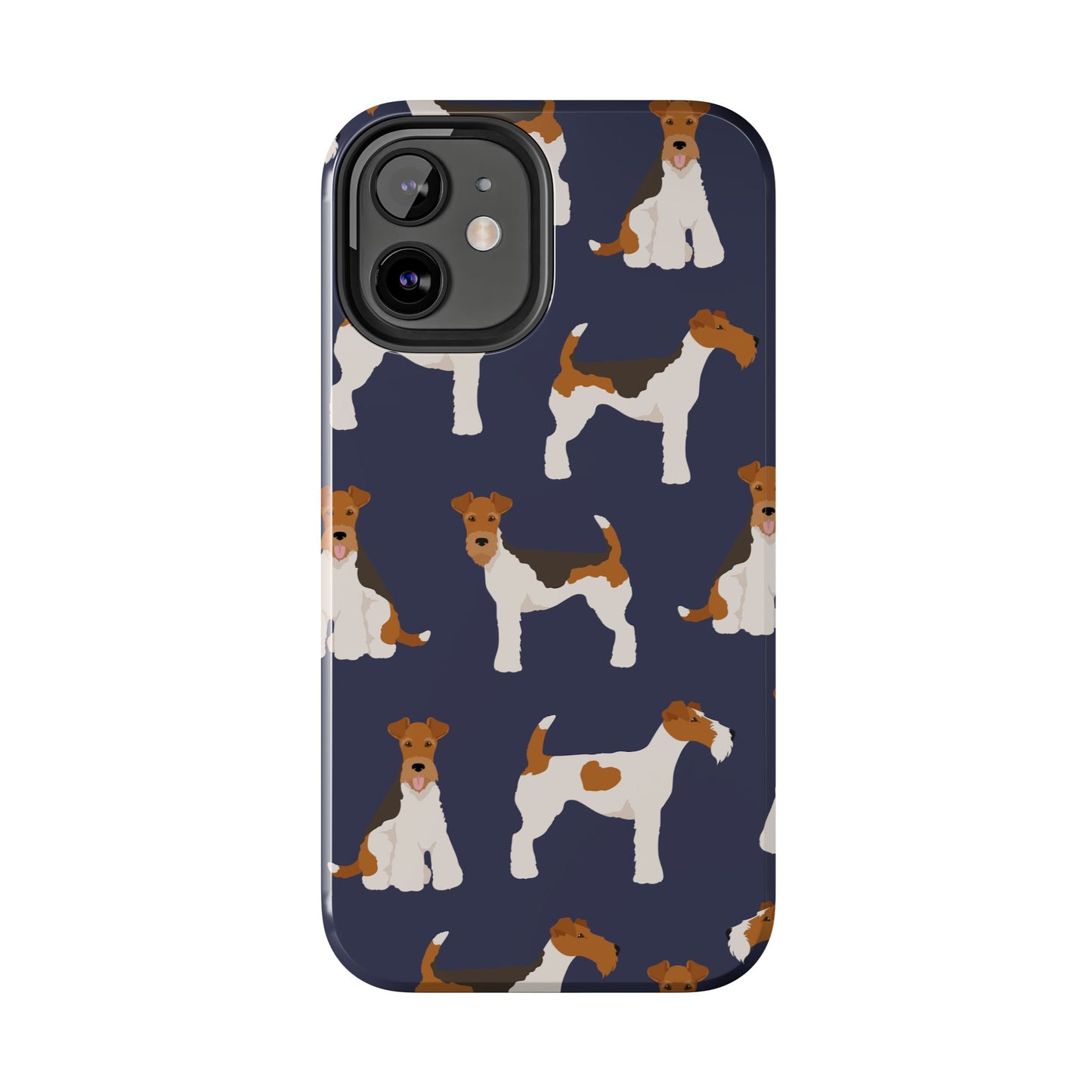Tough Phone Cases with Adorable Fox Terrier in navy Design - Durable Pet Lover Accessory