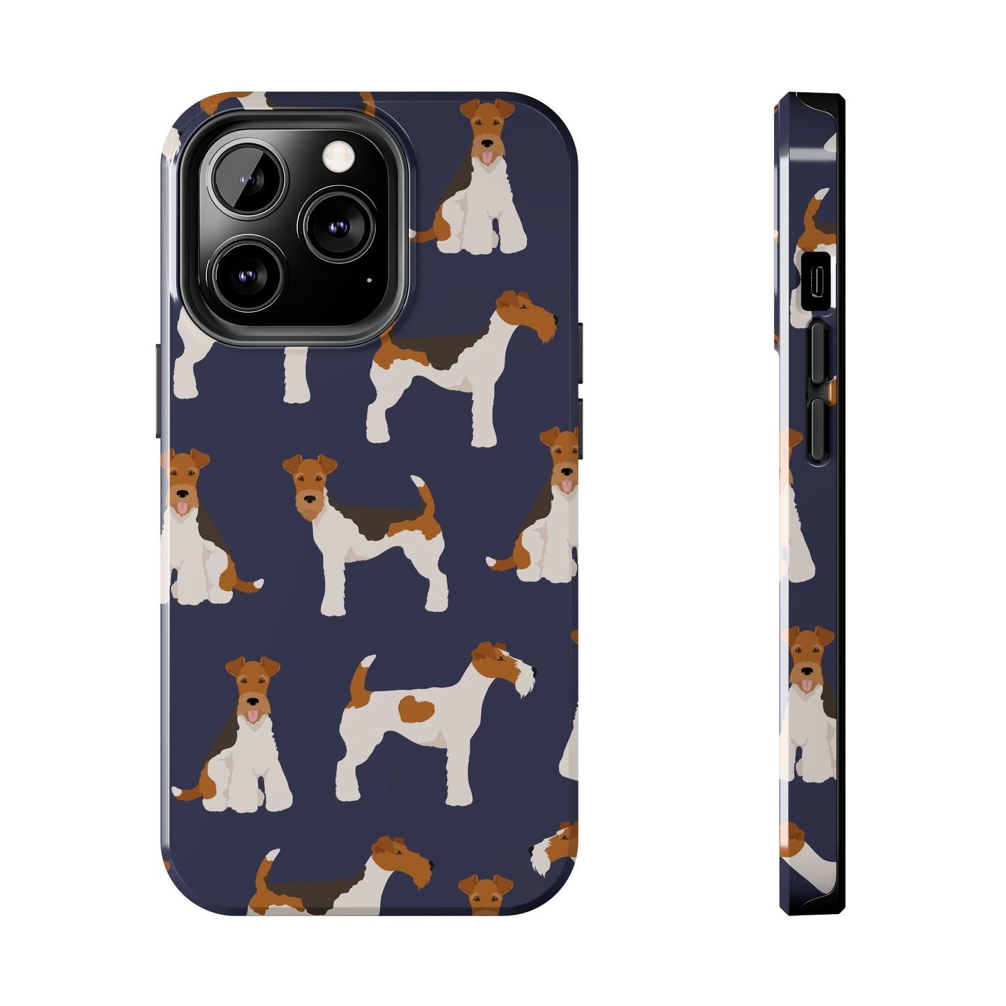 Tough Phone Cases with Adorable Fox Terrier in navy Design - Durable Pet Lover Accessory