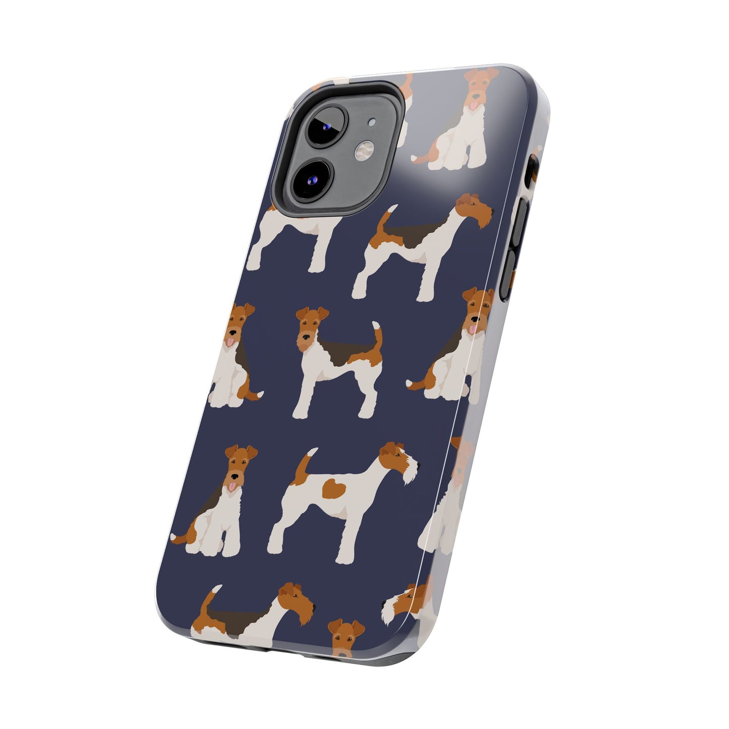 Tough Phone Cases with Adorable Fox Terrier in navy Design - Durable Pet Lover Accessory