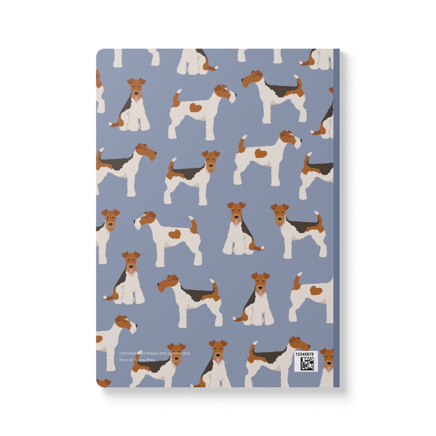 Adorable Wire Fox Terrier On Blue-Themed Softcover Journal - Perfect for Pet Lovers