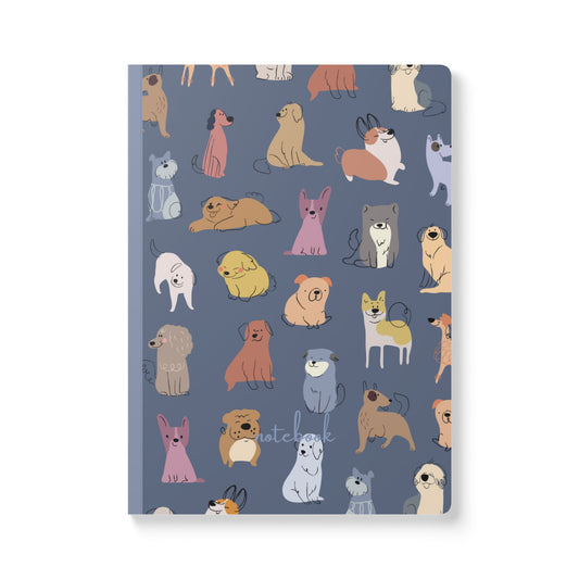 Adorable Dog On Blue-Themed Softcover Journal - Perfect for Pet Lovers