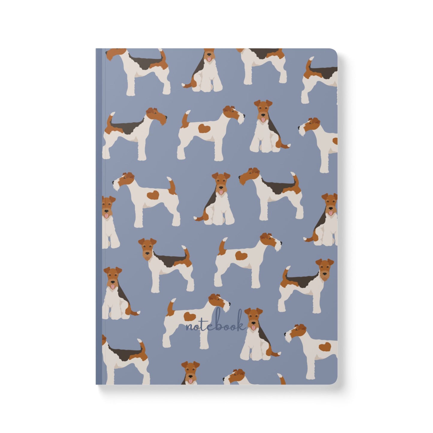Adorable Wire Fox Terrier On Blue-Themed Softcover Journal - Perfect for Pet Lovers
