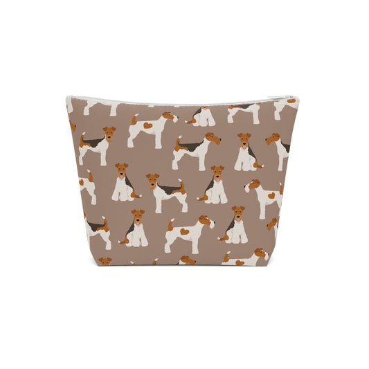 Adorable Wire Fox Terrier Patterned Cotton Cosmetic Bag - Perfect Gift for Pet Lovers