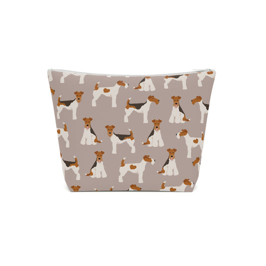 Adorable Wire Fox Terrier Patterned Cotton Cosmetic Bag - Perfect Gift for Pet Lovers