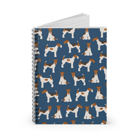 Adorable Wire Fox Terrier Pattern Spiral Notebook - Ruled Lines for Dog Lovers