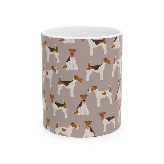 Whimsical Wire Fox Terrier Ceramic Mug – Dog Lover’s Coffee Cup, 11oz & 15oz