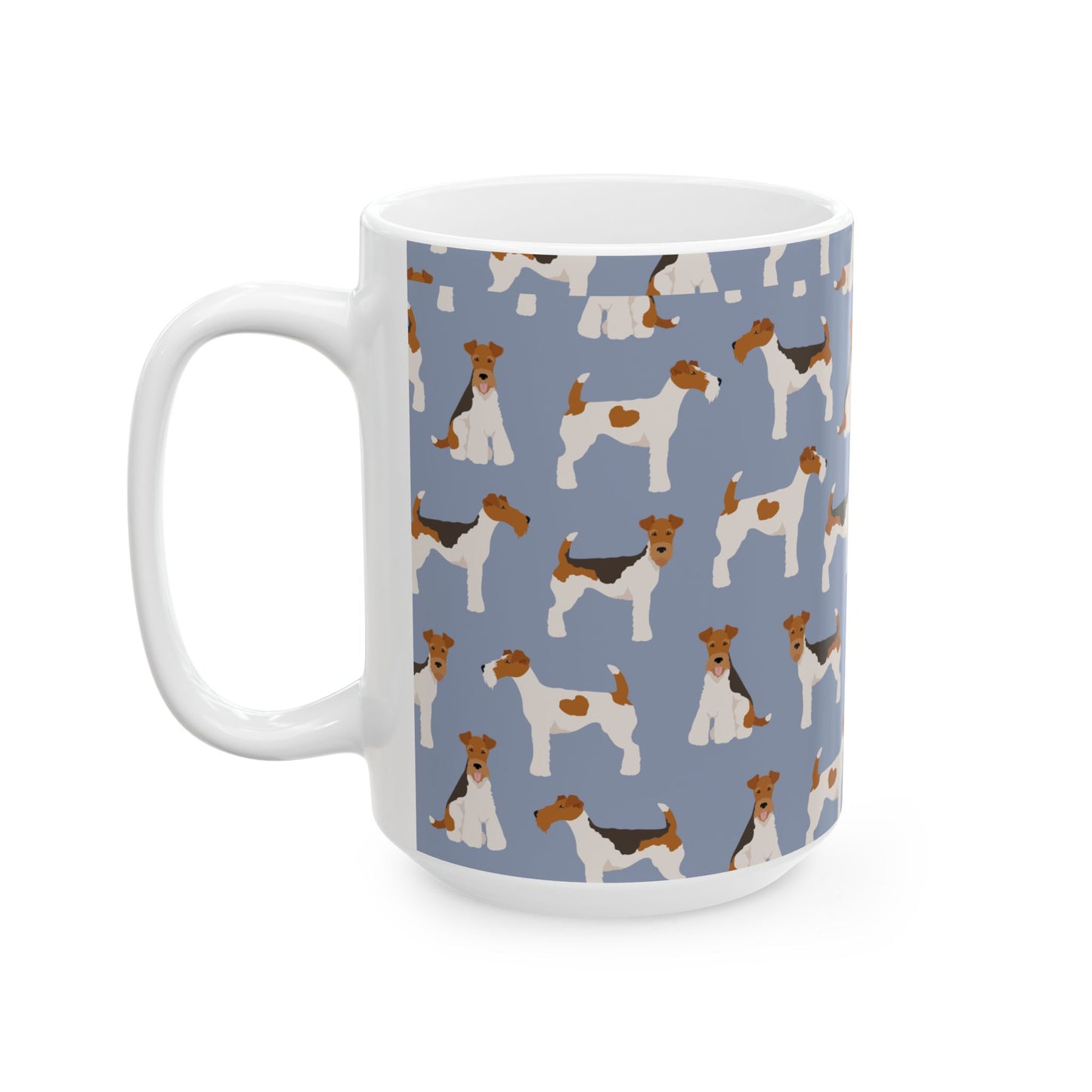 Whimsical Fox Terrier Ceramic Mug – Dog Lover’s Coffee Cup, 11oz & 15oz