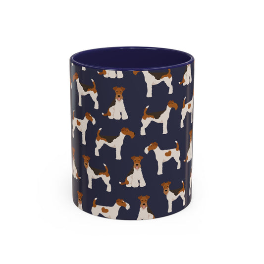 Fox Terrier Coffee Mug In Navy - Perfect Gift for Dog Lovers