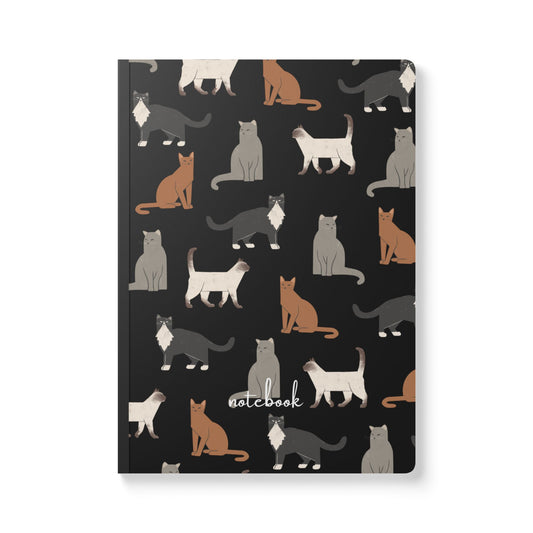 Adorable Cubist Cat On Blue-Themed Softcover Journal - Perfect for Pet Lovers