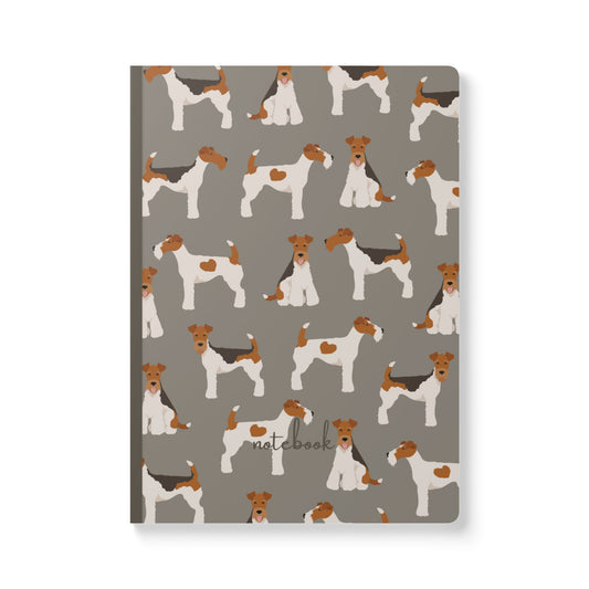 Adorable Wire Fox Terrier On Blue-Themed Softcover Journal - Perfect for Pet Lovers