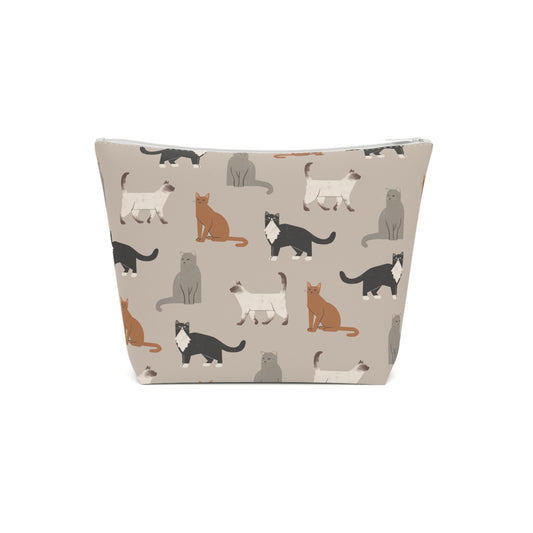Cute Cubist Cat Print Cotton Cosmetic Bag - Pet Lover Gift