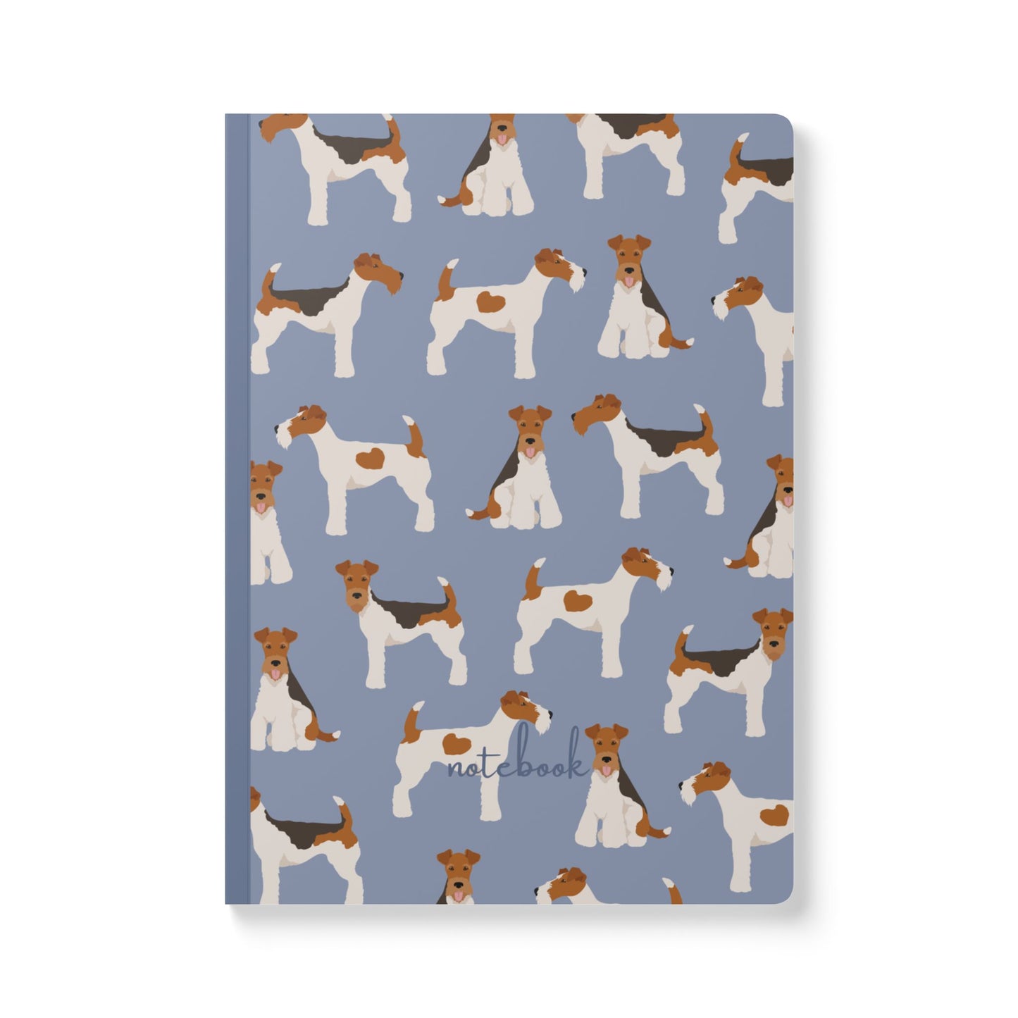 Adorable Wire Fox Terrier On Blue-Themed Softcover Journal - Perfect for Pet Lovers