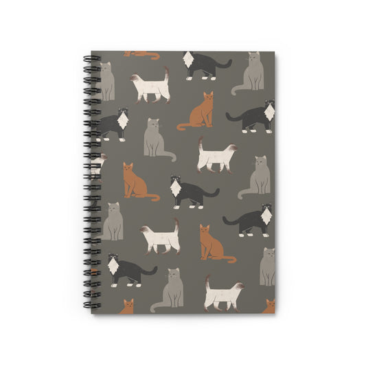 Cute Cubist Cat Pattern Spiral Notebook - Perfect for Cat Lovers