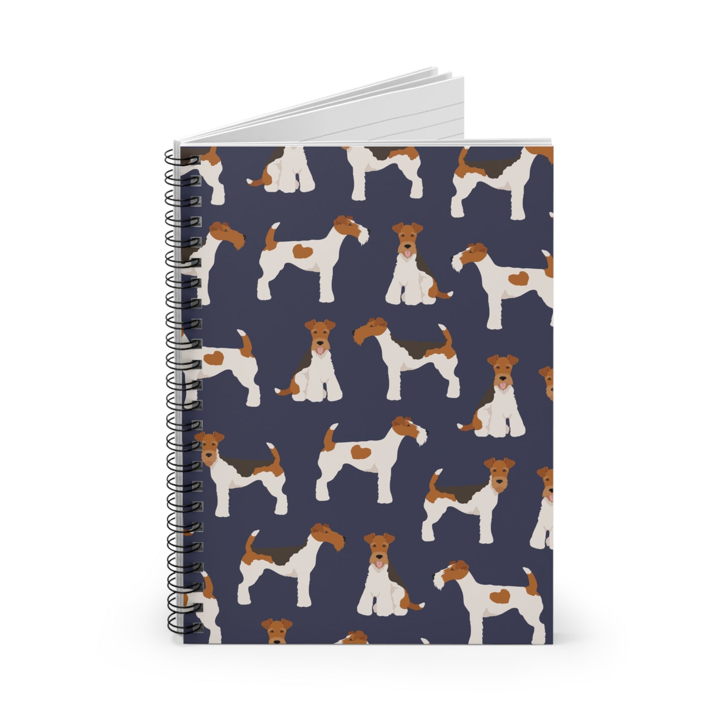 Adorable Wire Fox Terrier Pattern Spiral Notebook - Ruled Lines for Dog Lovers