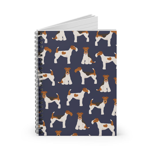 Adorable Wire Fox Terrier Pattern Spiral Notebook - Ruled Lines for Dog Lovers